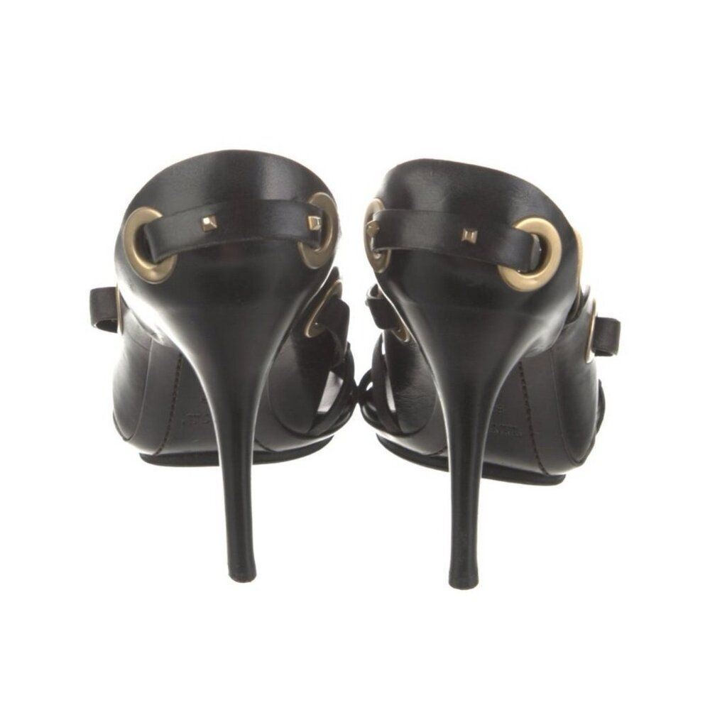 Gucci Authentic Y2K Vintage Black Leather Studded Strappy High Heel Sandals 6 - Picture 5 of 11